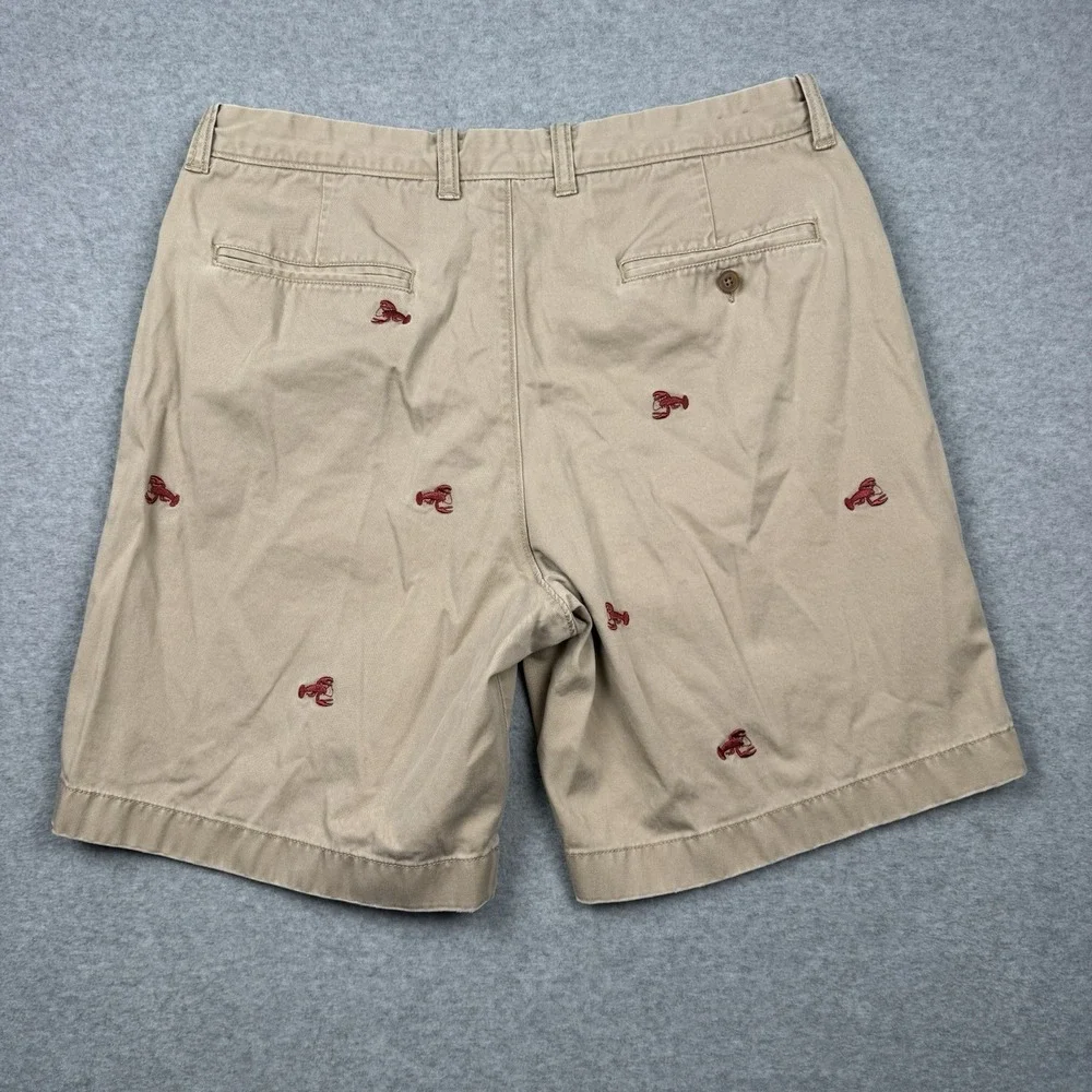 J Crew Shorts Mens 36 Lobster Embroidered Pattern Beige Khaki Vintage 90s y2k